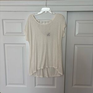 The Limited Cream  Short Sleeve Top with Back Cutout